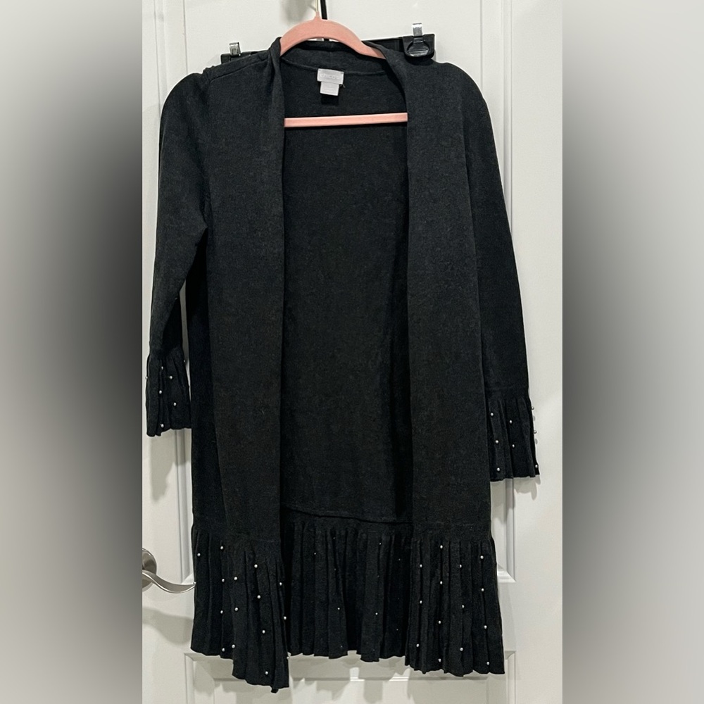 Chico's Black Swester with silver Details